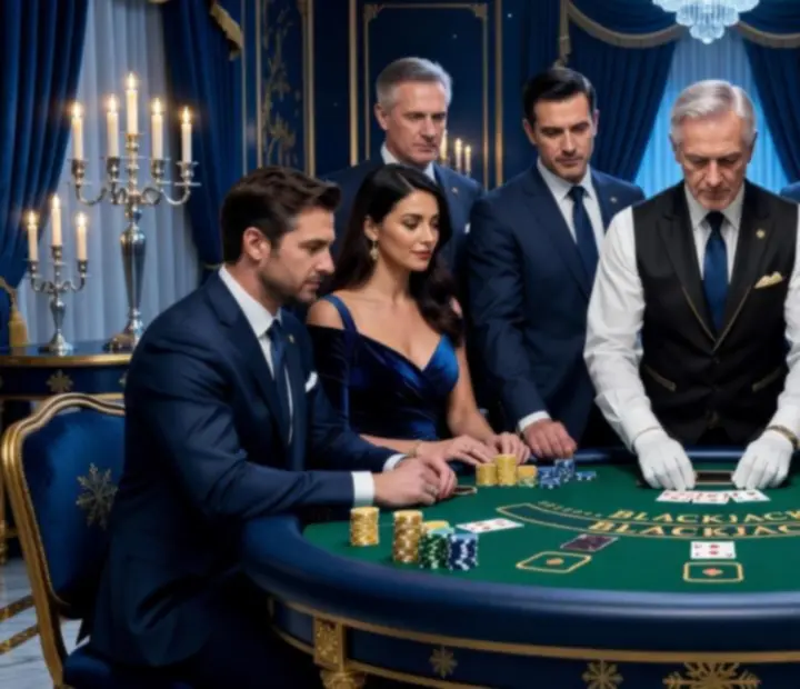 Guests gathered around a Fenlito felt table with a professional croupier in a tailored vest