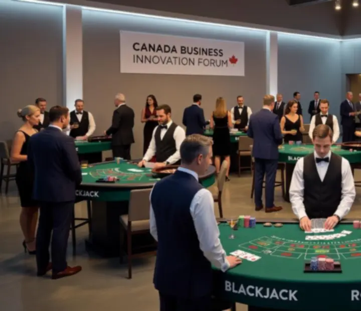 Corporate event featuring authentic felt tables and professional croupiers