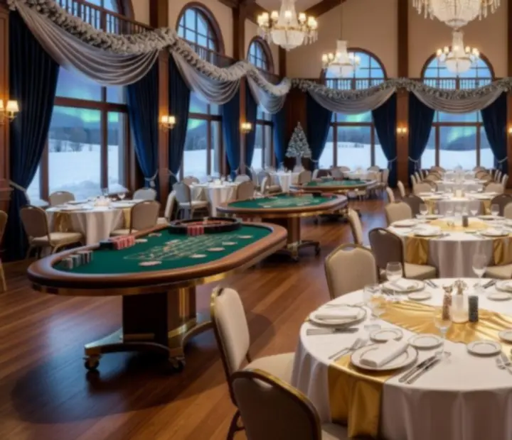 Elegant Canadian banquet venue configured with felt tables