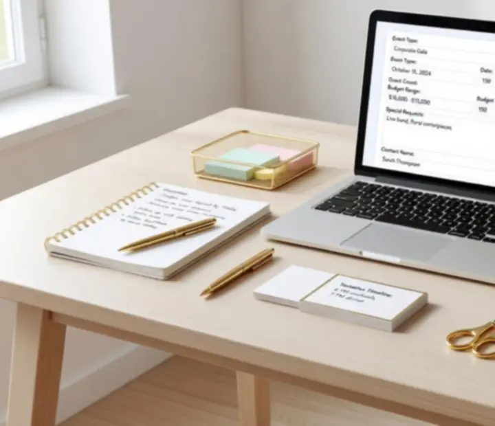 Event planning inquiry workspace with notes and calendar